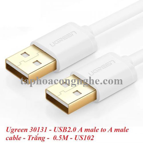 Ugreen 30131 0.5M màu Trắng Cáp 2 đầu USB 2.0 vỏ nhựa PVC US102 30030131